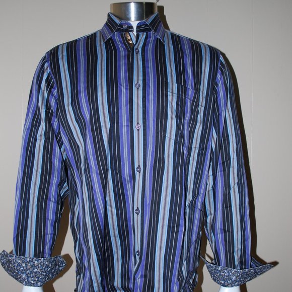 Striped Bugatchi Button down Size Large - Picture 2 of 6